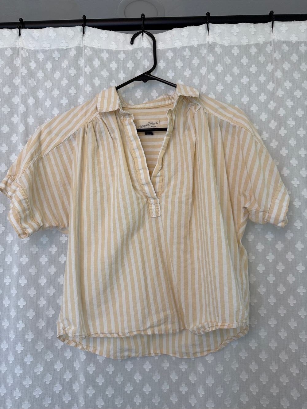2 for $7 - Universal Thread Striped Yellow & White Cotton Popover Top